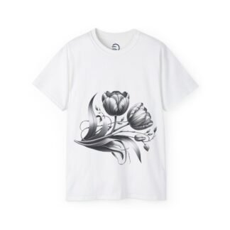 Elegant Floral Graphic Tee, Unisex Cotton T-Shirt, Vintage Style Shirt, Gift for Her, Spring Fashion, Casual Wear
